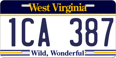 WV license plate 1CA387