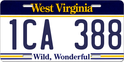 WV license plate 1CA388
