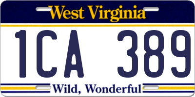 WV license plate 1CA389