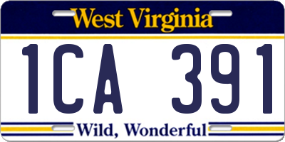 WV license plate 1CA391