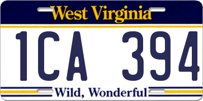 WV license plate 1CA394
