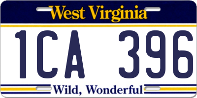WV license plate 1CA396