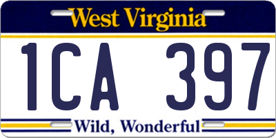 WV license plate 1CA397