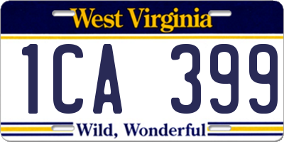 WV license plate 1CA399