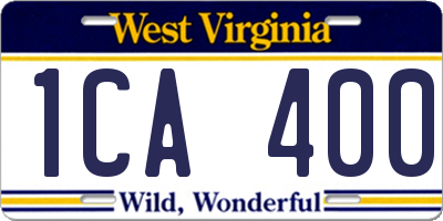 WV license plate 1CA400