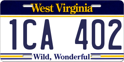 WV license plate 1CA402