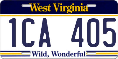 WV license plate 1CA405