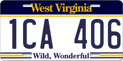 WV license plate 1CA406