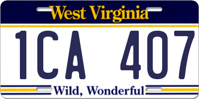 WV license plate 1CA407