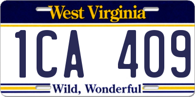 WV license plate 1CA409