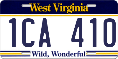 WV license plate 1CA410