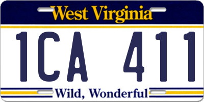 WV license plate 1CA411