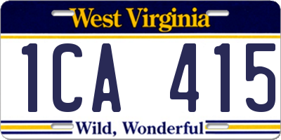 WV license plate 1CA415