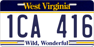 WV license plate 1CA416