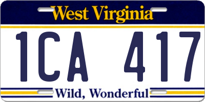 WV license plate 1CA417