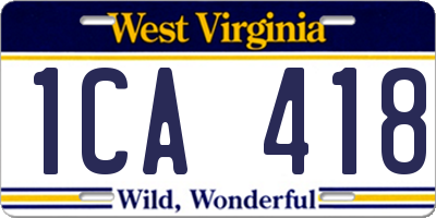 WV license plate 1CA418