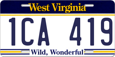 WV license plate 1CA419