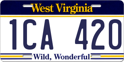 WV license plate 1CA420