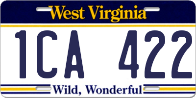 WV license plate 1CA422