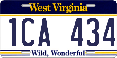WV license plate 1CA434