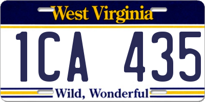 WV license plate 1CA435