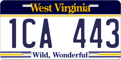 WV license plate 1CA443