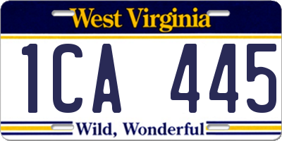 WV license plate 1CA445