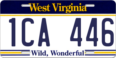 WV license plate 1CA446
