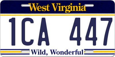 WV license plate 1CA447