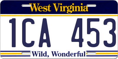 WV license plate 1CA453