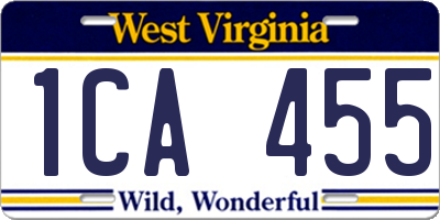WV license plate 1CA455