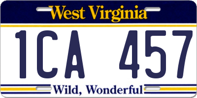 WV license plate 1CA457