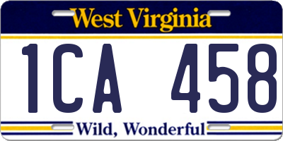 WV license plate 1CA458