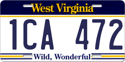 WV license plate 1CA472