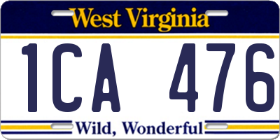 WV license plate 1CA476