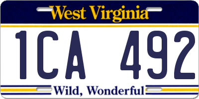 WV license plate 1CA492