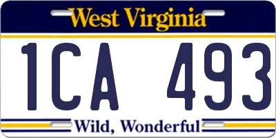 WV license plate 1CA493