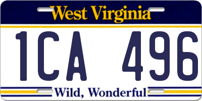 WV license plate 1CA496