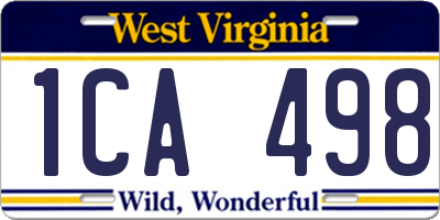WV license plate 1CA498