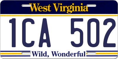 WV license plate 1CA502