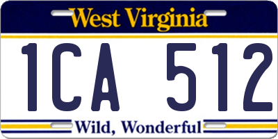 WV license plate 1CA512