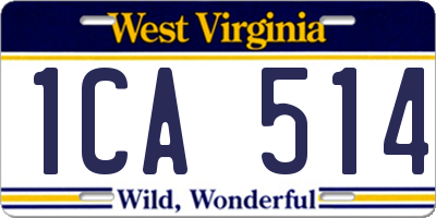 WV license plate 1CA514