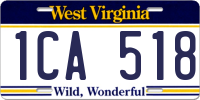 WV license plate 1CA518