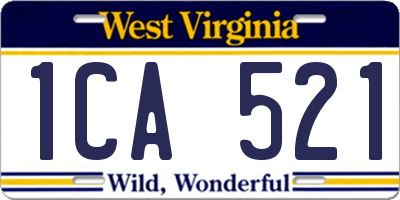 WV license plate 1CA521