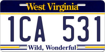 WV license plate 1CA531