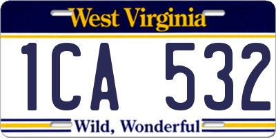 WV license plate 1CA532