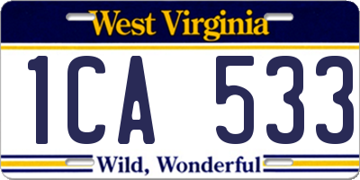 WV license plate 1CA533