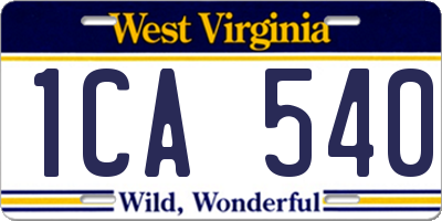 WV license plate 1CA540