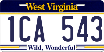 WV license plate 1CA543