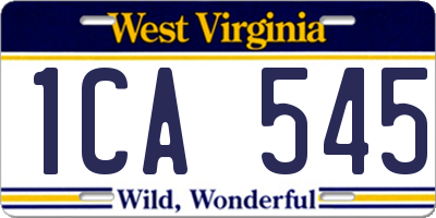 WV license plate 1CA545